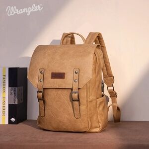 Wrangler Belt Buckle Laptop Backpack - Light Brown